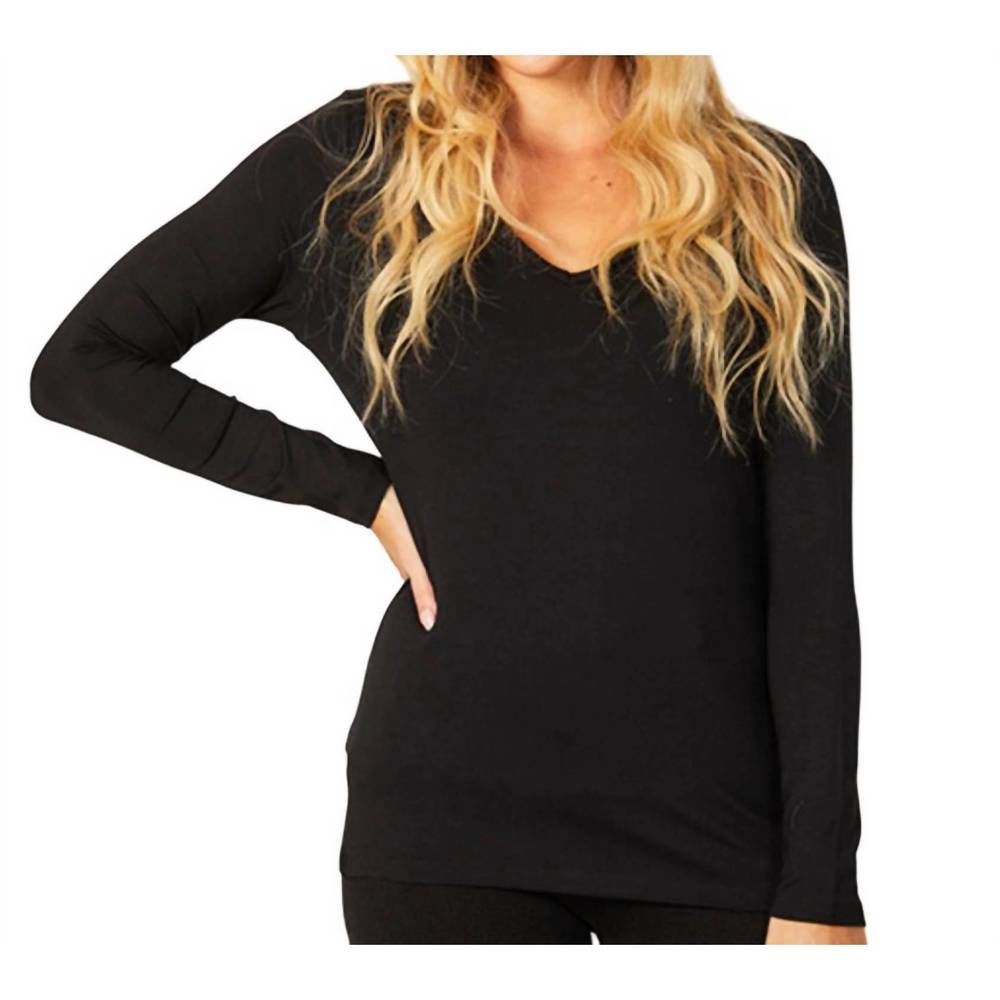 NEW FRENCH KYSS v-neck long sleeve in black